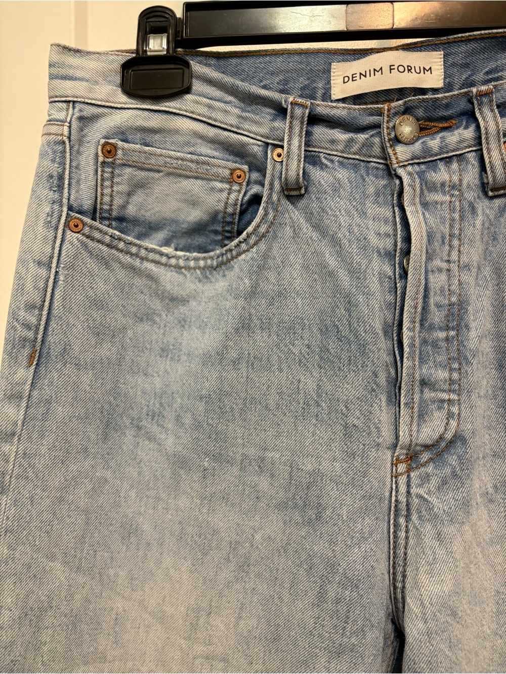 Denim Forum Washed Light Blue Straight Jeans 90s Grunge Slouchy Vintage Inspired - Picture 5 of 6